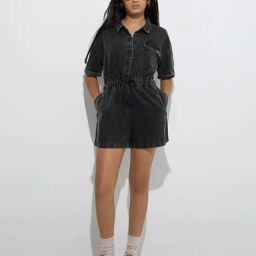 Y&F Kids by Westside Charcoal Denim Playsuit-image-65