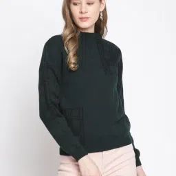 MADAME Green Mock Collar Sweater-image-13