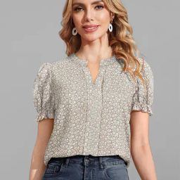 KERI PERRY Beige Floral Print Top-image-24