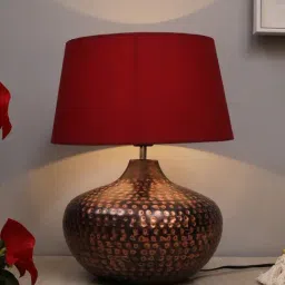 Homesake Red Hammered Oil-Rubbed Bronze Metal Table Lamp-47