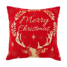 Home4U Multi Cotton Slub Merry Christmas Cushion Cover-image-0