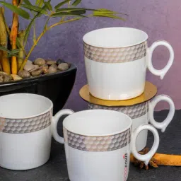 Goodhomes Printed White Porcelain Coffee Mug - Set of 6 (160ml)-14