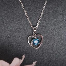 Clara 92.5 Sterling Silver Heart Pendant with Chain for Women-image-100