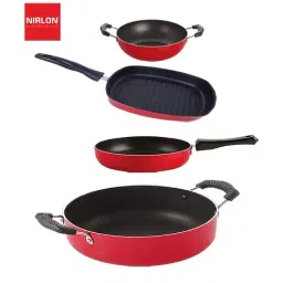 Nirlon Red Aluminium Cookware Non-Stick Cookware Set of 4-30