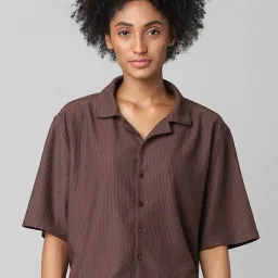 Only Brown Self Design Shirt-image-92