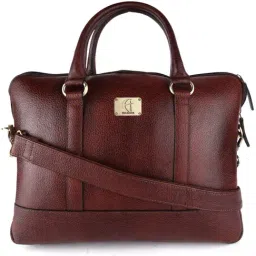 HiLEDER Brown Textutred Large Leather 15 inch Laptop Bag-26