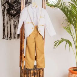 Foreverkidz Kids White & Gold Regular Fit Full Sleeves Shirt Set-image-41
