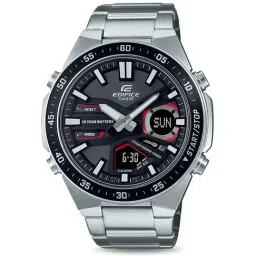 Casio EDifice EFV-C110D-1A4VDF Black Ana-Digi Dial Silver Stainless Steel Band Men's Watch ED551-41