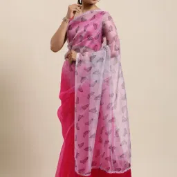 Blissta Pink Printed Saree With Unstitched Blouse-picture-40