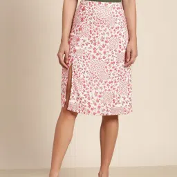 Marie Claire White Printed A-Line Midi Skirt-picture-2