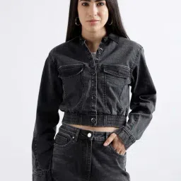Elle Grey Cotton Plain Jacket-picture-8