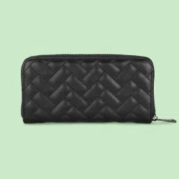 Forever Glam by Pantaloons Black Textured Medium Zip Around Wallet for Women image 3