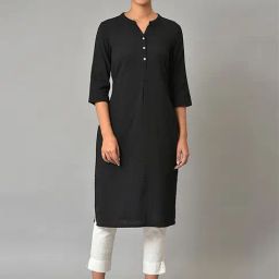 Aurelia Black Cotton Straight Kurta-image-63
