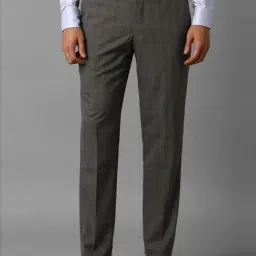 Louis Philippe Grey Slim Fit Checks Trousers-image-14