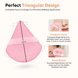 Gleva Set Of 2 Triangular Makeup Puff- Light Pink image 2