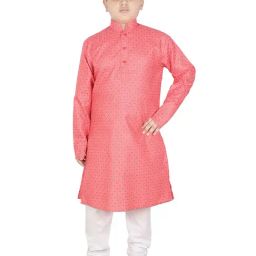 SG Yuvraj Kids Pink & White Printed Full Sleeves Kurta with Pyjamas-picture-33