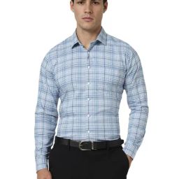 Van Heusen Blue Slim Fit Checks Shirt-picture-37