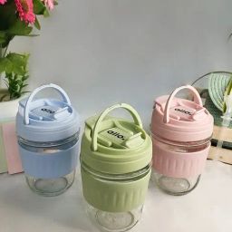 ALLO Pink Glass Tumbler 2-in-1 Lid Leakproof Glass Coffee Mug Shaker 350ml-46