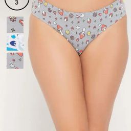 Clovia Cotton Pack of 3 Low Waist Printed Thong with Inner Elastic-image-73
