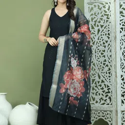 Jompers Women Embroidered Regular Sequinned Kurta with Palazzos & With Dupatta-36