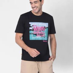 Timberland Black Regular Fit Graphic Print Crew T-Shirt-image-35