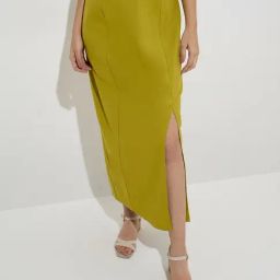 LOV by Westside Olive High-Rise Cotton-Blend Skirt-image-82