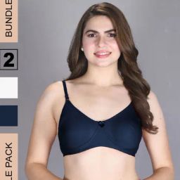 Lux Venus White & Navy Full Coverage Non-Wired T-Shirt Bra With Adjustable Strap - Pack of 2-picture-12