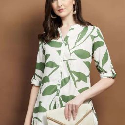 Melange By Lifestyle Green Regular Fit Printed Kurtis-picture-0