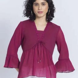 SHAYE Wine Regular Fit Top-image-7