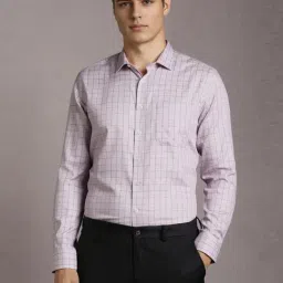 Louis Philippe Purple Slim Fit Checks Shirt-image-88