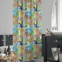 ArtzFolio Blue and Red Fish Printed Waterproof Shower Curtain-picture-7