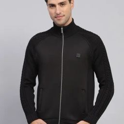 Monte Carlo Black Regular Fit Self Pattern Pullover-picture-1