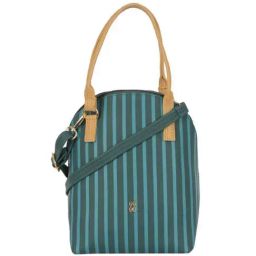 Baggit Green Striped Small Bowler Bag-image-61