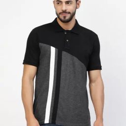 Kalt Multicolor Cotton Regular Fit Colour Block Polo T-Shirt-image-31