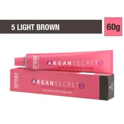 Streax Professional Argan Secret Hair Colourant Cream 5 Light Brown - 60 gm-33