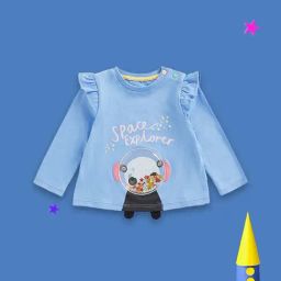 Mothercare Kids Blue Cotton Embellished Full Sleeves Top-image-38