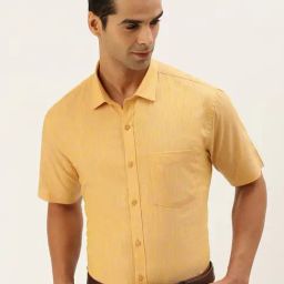 Ramraj Orange Cotton Regular Fit Shirt-image-47