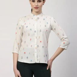 Office & You Cream Printed Shirt-image-15