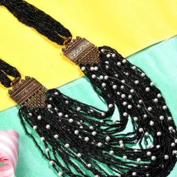 Imli Street Black Golden Tone Beaded Necklace-image-37