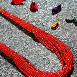 Imli Street Red Long Beaded Handcrafted Necklace-picture-3