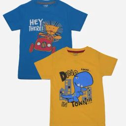 Dollar Boys Blue & Yellow Printed T-Shirt (Pack Of 2)-picture-20
