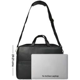 Horra Black PU Large Laptop Messenger Bag image 3