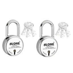 ALONE LOCKS 40 mm Steel Chrome 3 Keys Double Locking Padlock (Pack of 2)-22