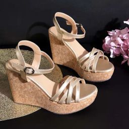 Truffle Collection Women's Golden Ankle Strap Wedges-picture-31