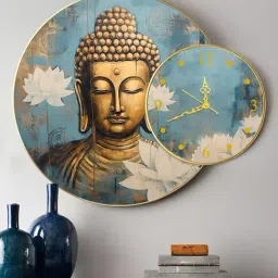 Art Street Round Wall Painting With Clock For Living Room Decoration-picture-43