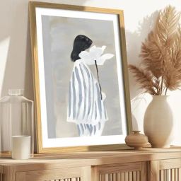 Art Street Boho Woman With White Flower Painting-31