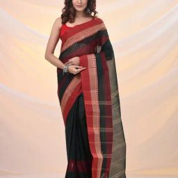 Arhi Emerald Green Cotton Polyblend Woven Design Saree-image-73