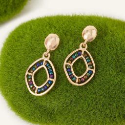 Accessorize London Beaded Pave Dangler Earrings-image-51