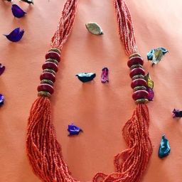 Imli Street Red Golden Long Beaded Handcrafted Necklace-image-20