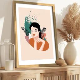 Art Street Boho Female With Leaf Portrait Art Painting-10